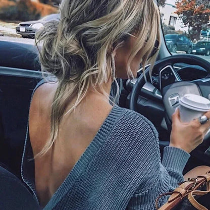 Elarova | Strickpullover mit offenem Rücken für Damen