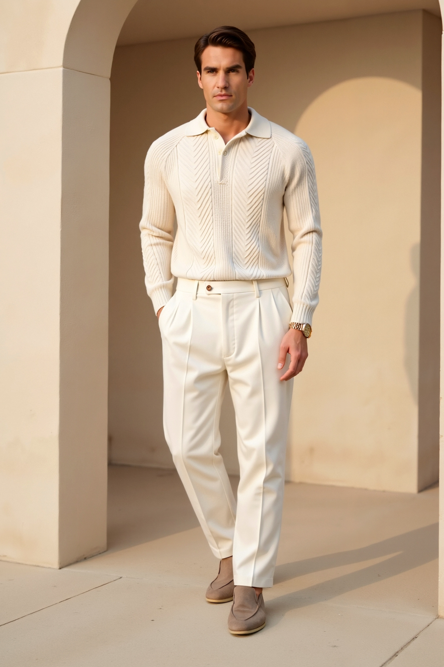 Elarova | Strukturiertes Polohemd mit Kragen für Herren