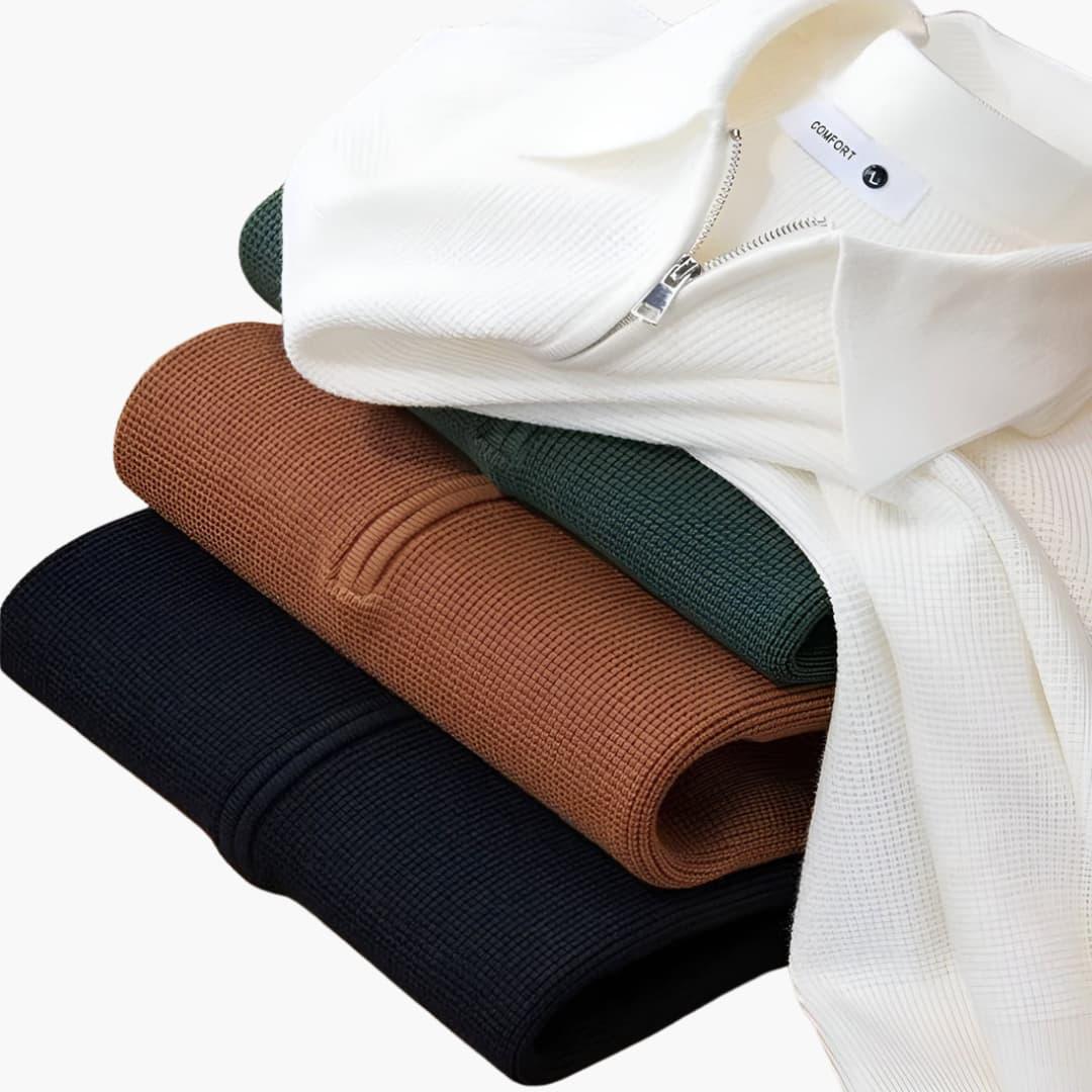 Elarova | Strukturiertes Strick Polohemd für Herren