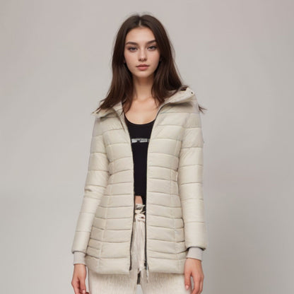 Elarova | Stylischer Langer Mantel mit Weichem Innenfutter und Kapuze