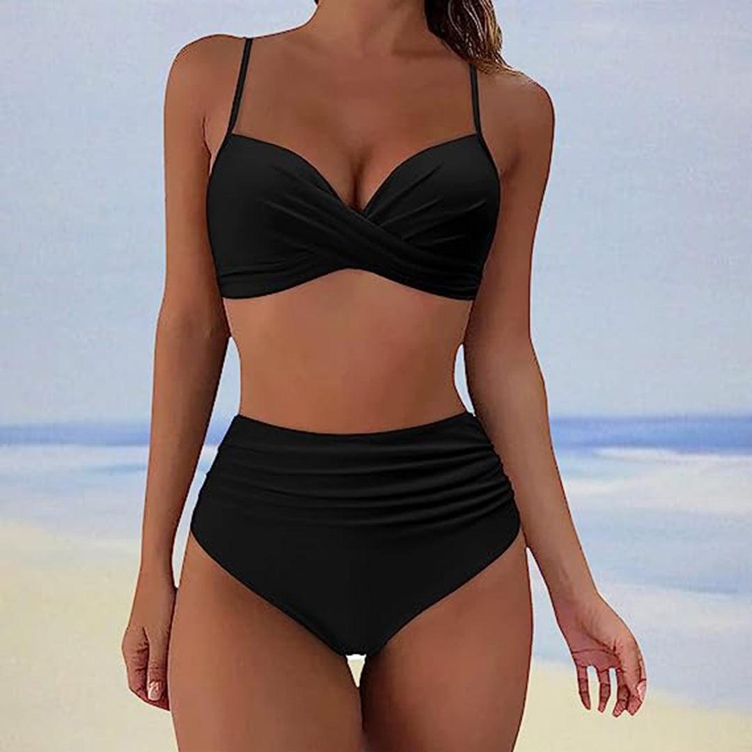 Elarova | Stylischer gepolsterter High-Waist-Bikini | Klassischer zweiteiliger Badeanzug mit hoher Taille für Damen