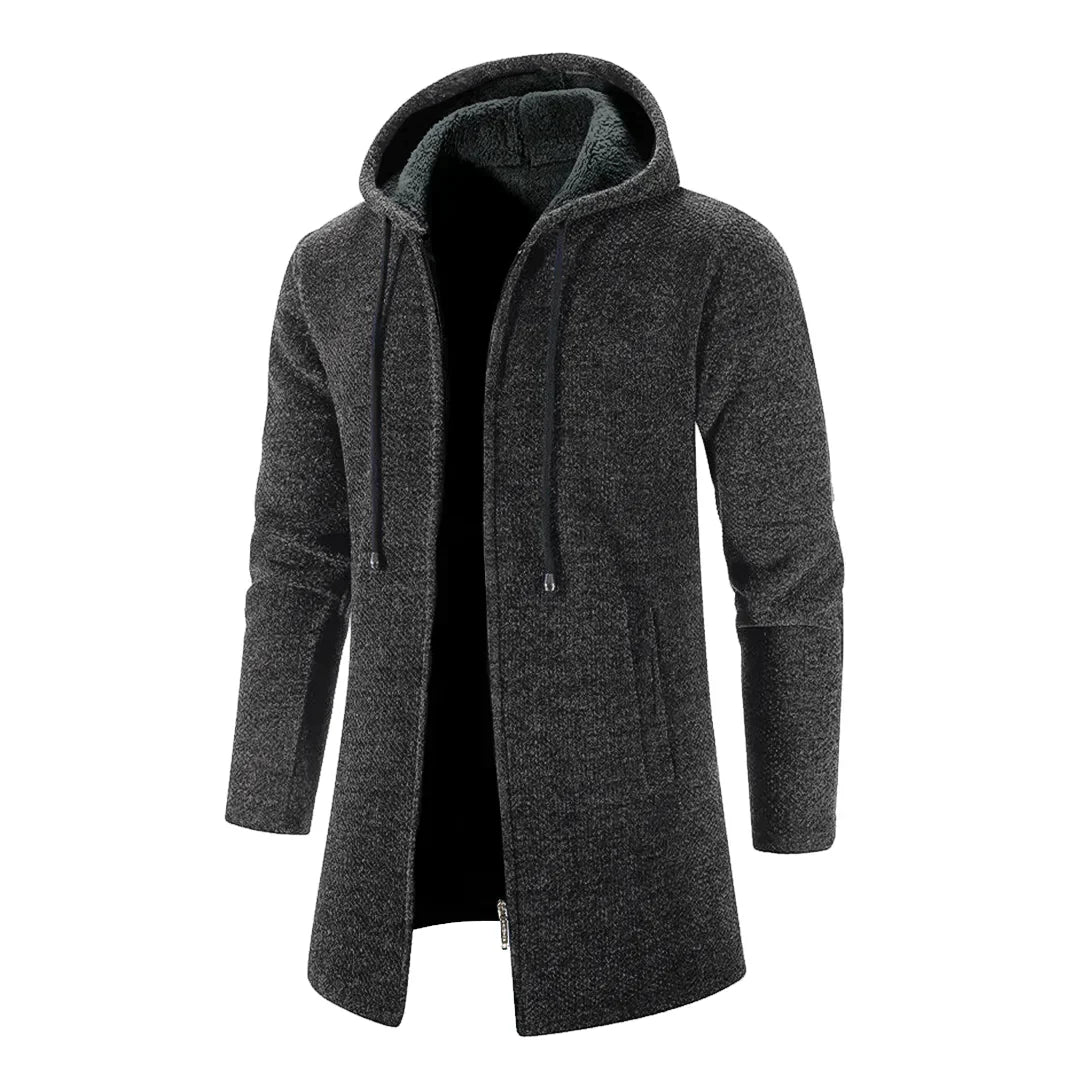 Elarova | Stylischer langer Cardigan aus Wollmischung mit Kapuze