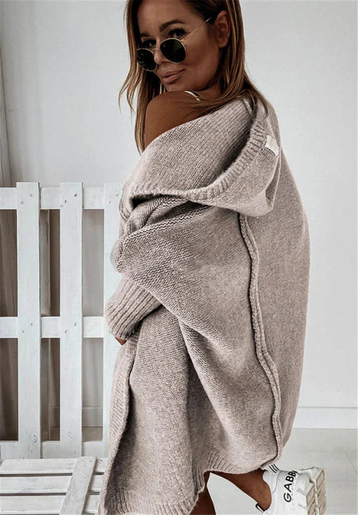 Elarova | Superweiche Gestrickte Strickjacke Mit Taschen Und Kapuze Für Damen
