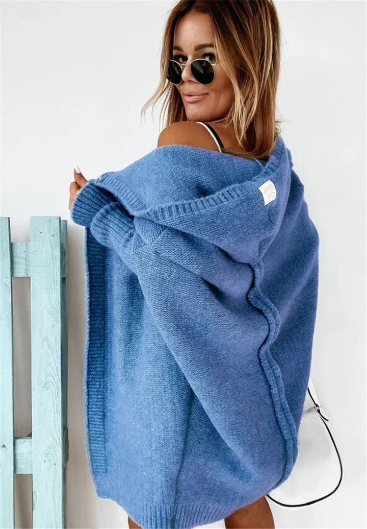 Elarova | Superweiche Gestrickte Strickjacke Mit Taschen Und Kapuze Für Damen