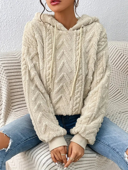 Elarova | Sweater | Stylischer weicher Teddy-Fleece-Kapuzenpullover für Frauen