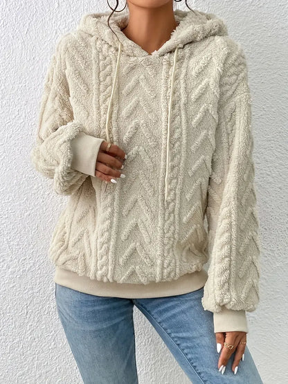 Elarova | Sweater | Stylischer weicher Teddy-Fleece-Kapuzenpullover für Frauen