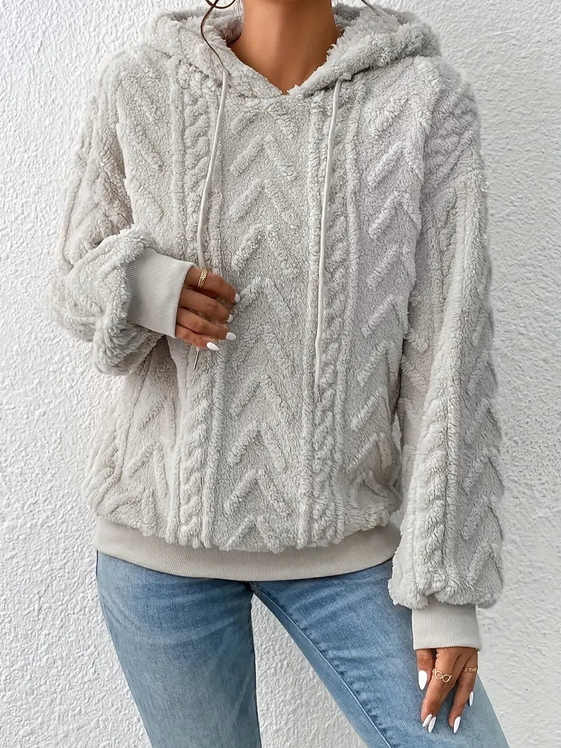 Elarova | Sweater | Stylischer weicher Teddy-Fleece-Kapuzenpullover für Frauen