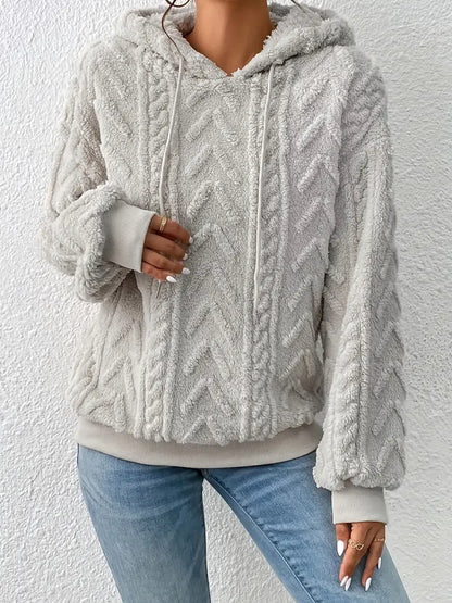 Elarova | Sweater | Stylischer weicher Teddy-Fleece-Kapuzenpullover für Frauen