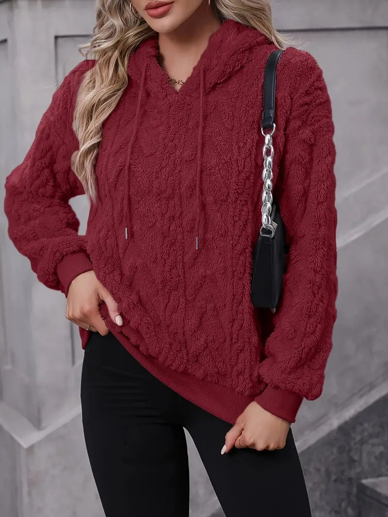 Elarova | Sweater | Stylischer weicher Teddy-Fleece-Kapuzenpullover für Frauen