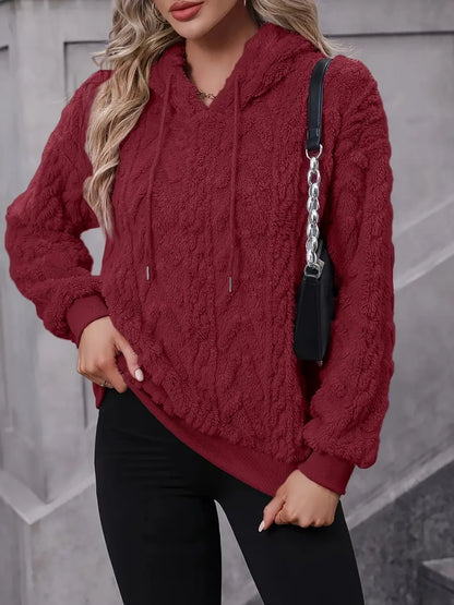 Elarova | Sweater | Stylischer weicher Teddy-Fleece-Kapuzenpullover für Frauen