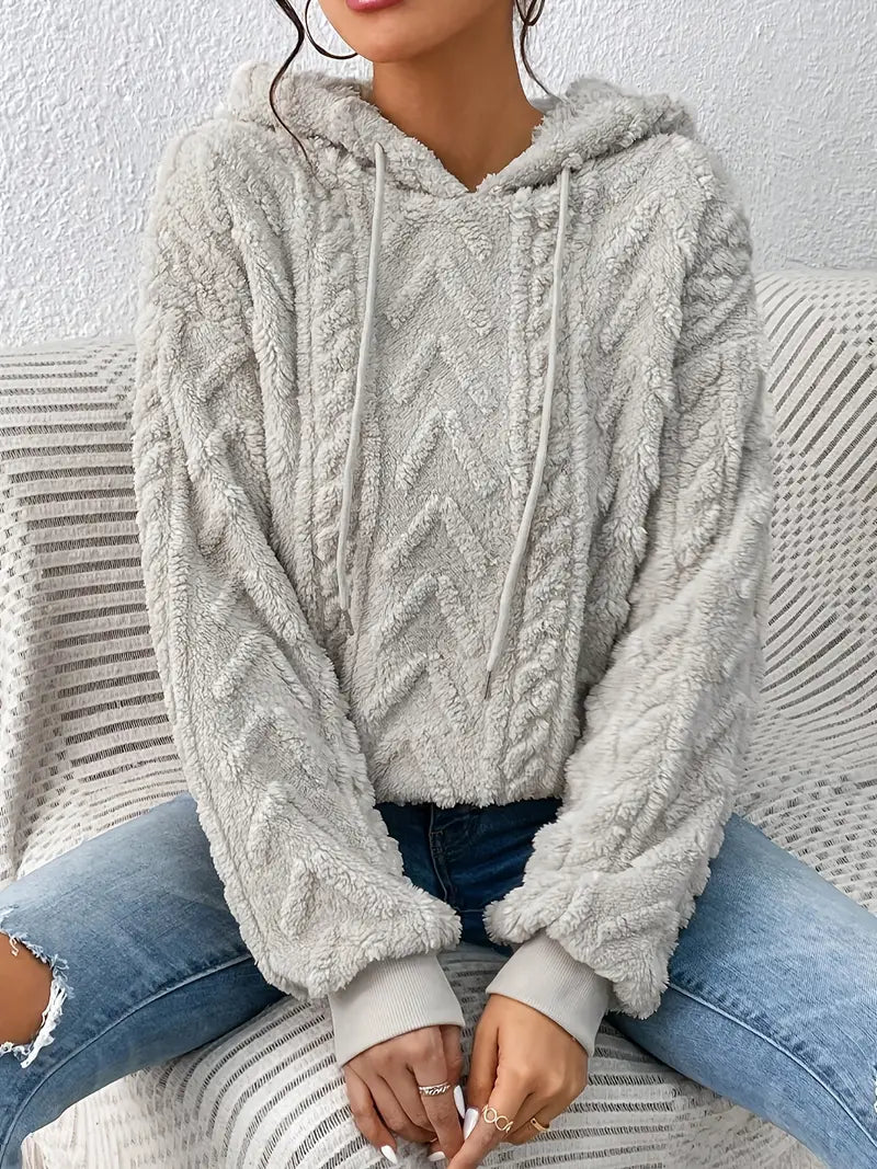 Elarova | Sweater | Stylischer weicher Teddy-Fleece-Kapuzenpullover für Frauen