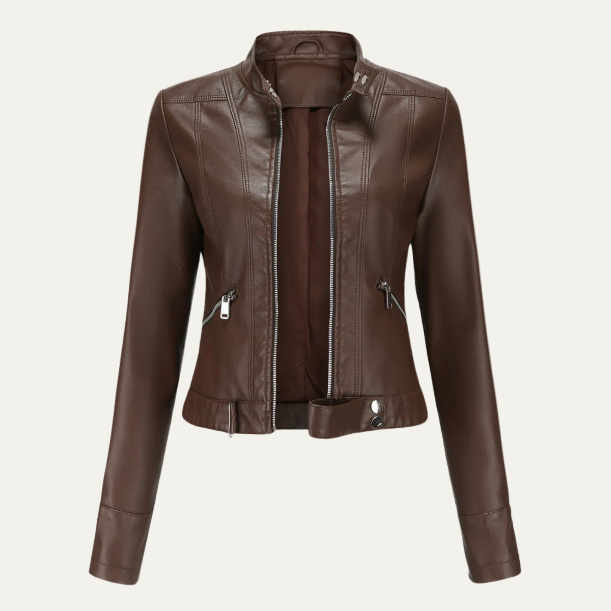 Elarova | Taillierte DamenKunstlederjacke