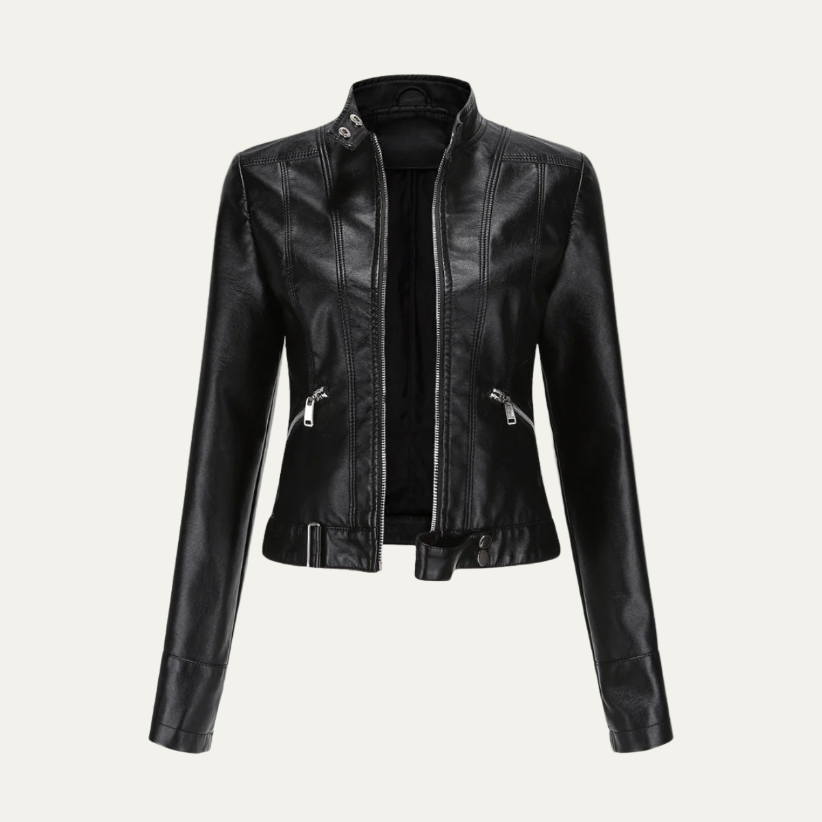 Elarova | Taillierte DamenKunstlederjacke