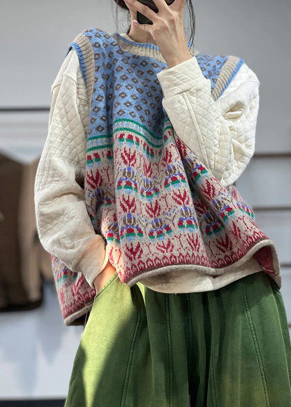 Elarova | Übergroße Print-Wollstrickweste