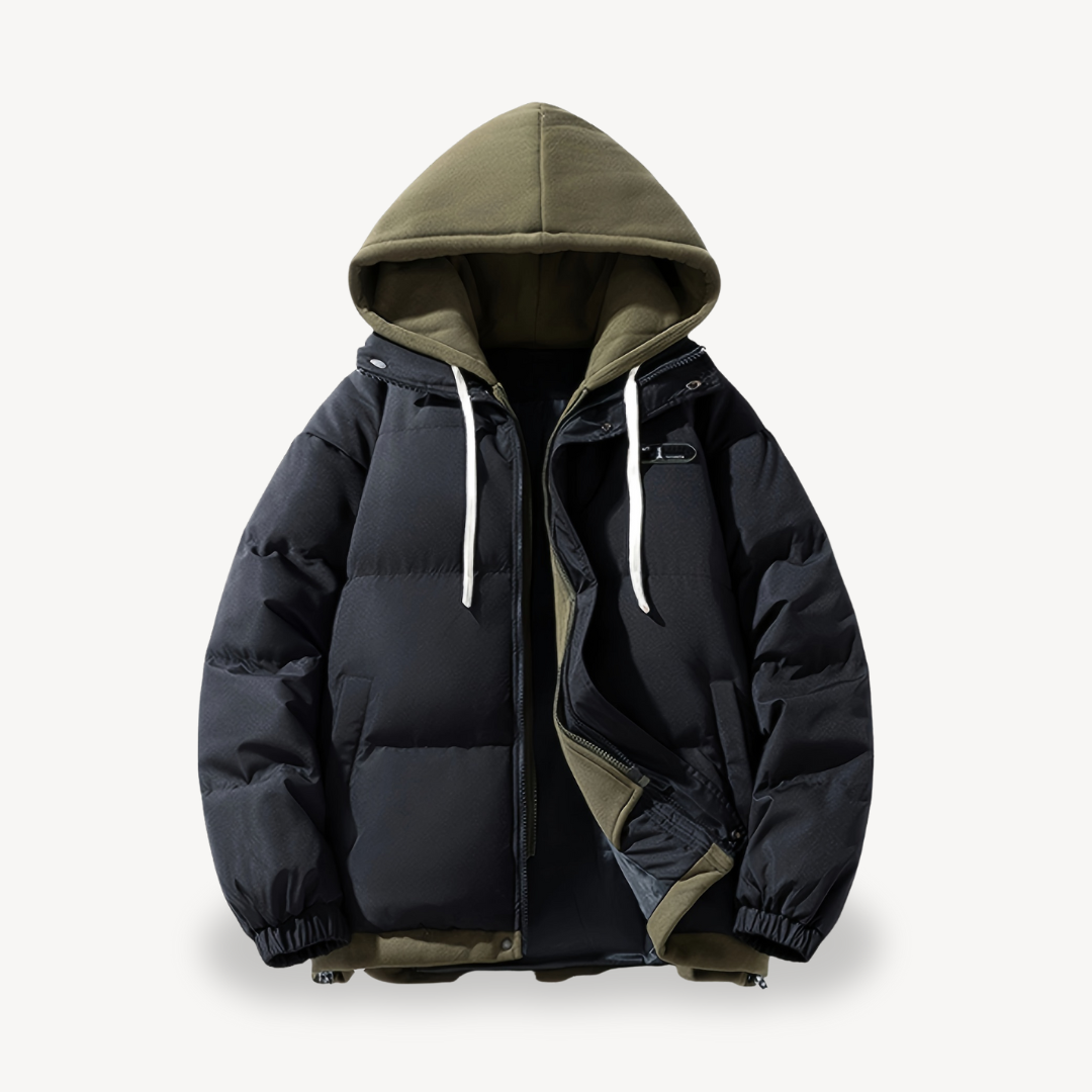 Elarova | Übergroße Pufferjacke mit Kapuze für Herren