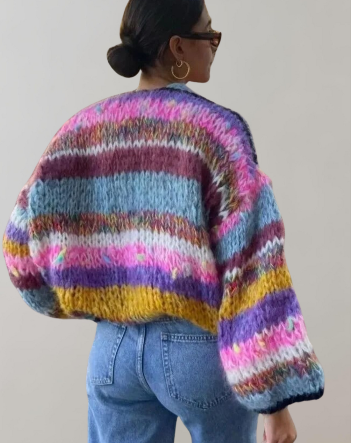 Elarova | Übergroße Und Bunte Strickjacke