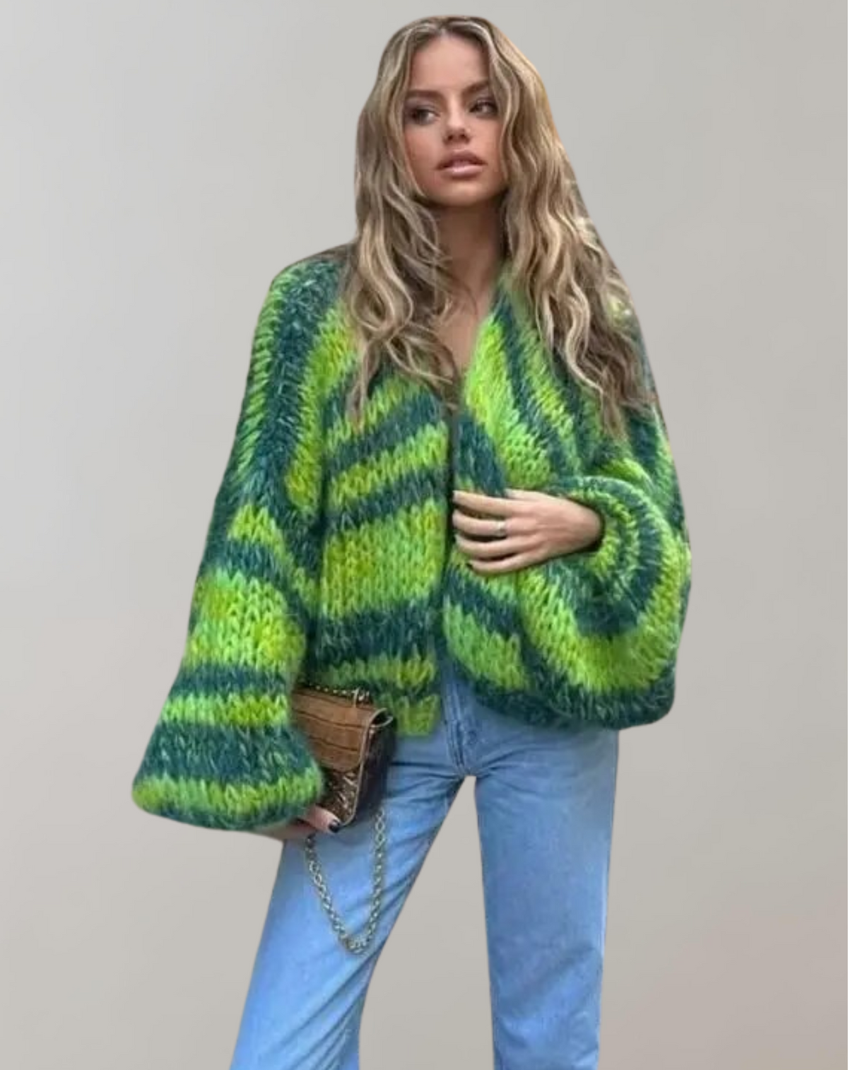 Elarova | Übergroße Und Bunte Strickjacke