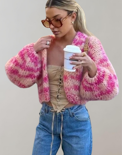 Elarova | Übergroße Und Bunte Strickjacke