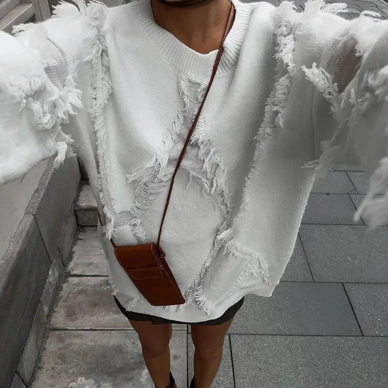 Elarova | Übergroßer Pullover mit Quasten für Damen