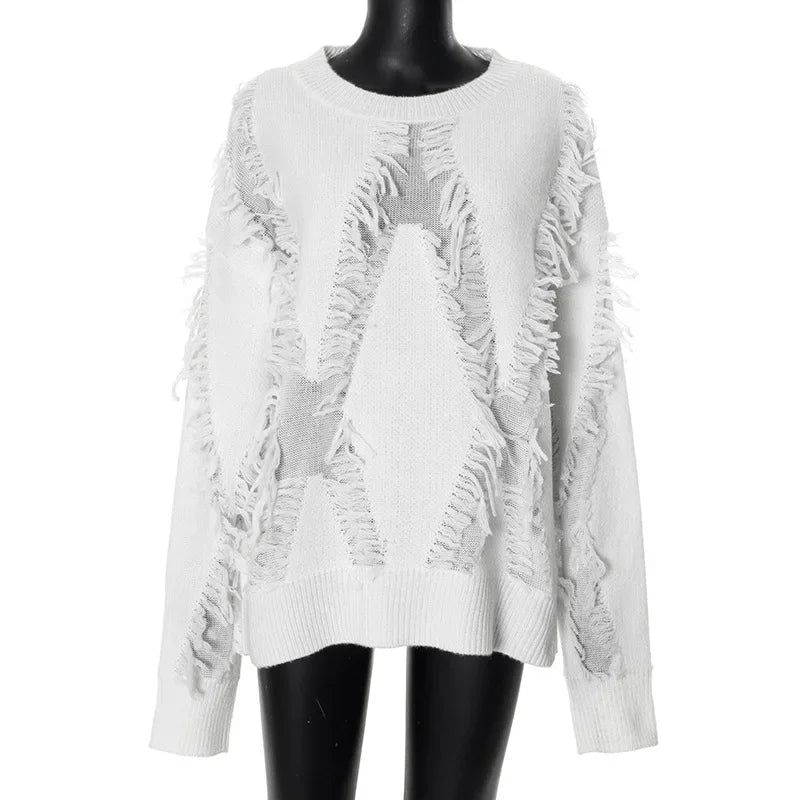 Elarova | Übergroßer Pullover mit Quasten für Damen