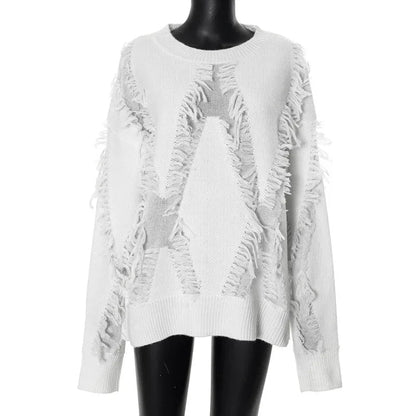 Elarova | Übergroßer Pullover mit Quasten für Damen