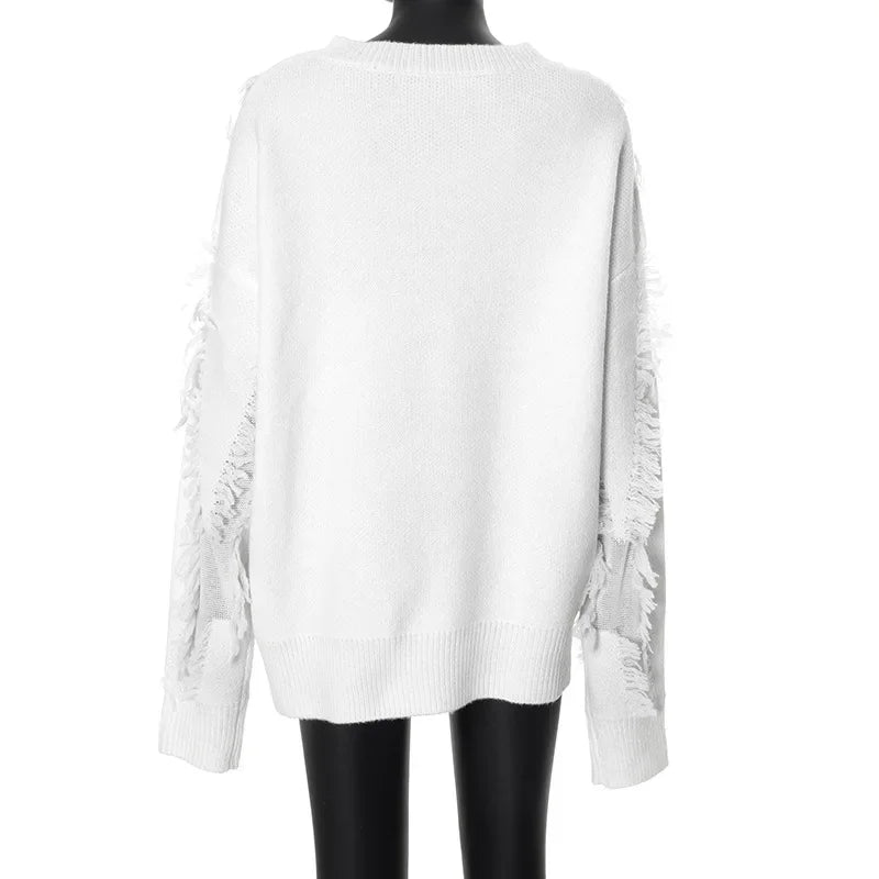 Elarova | Übergroßer Pullover mit Quasten für Damen