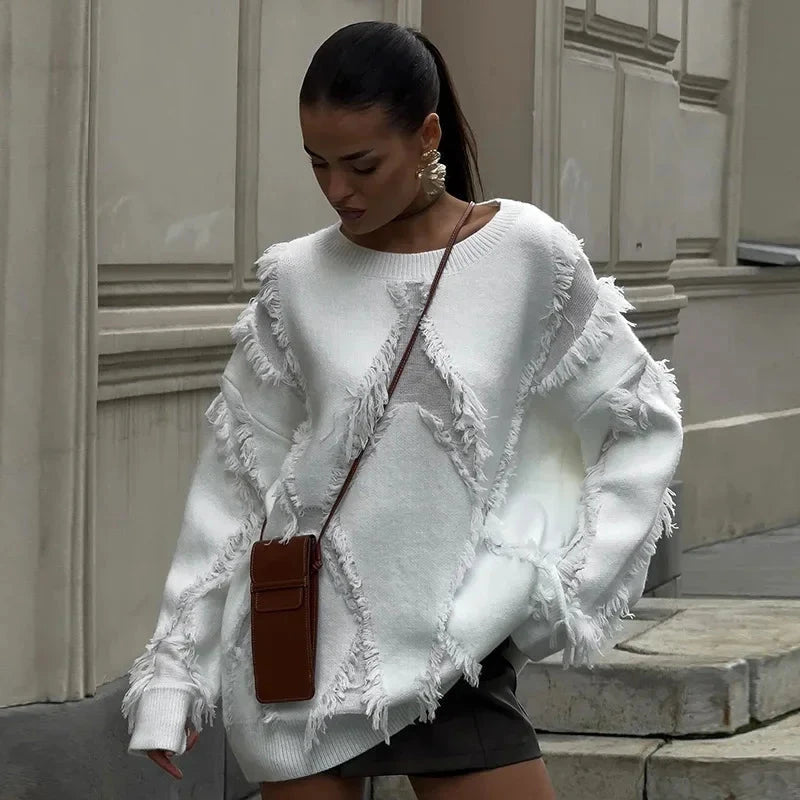 Elarova | Übergroßer Pullover mit Quasten für Damen