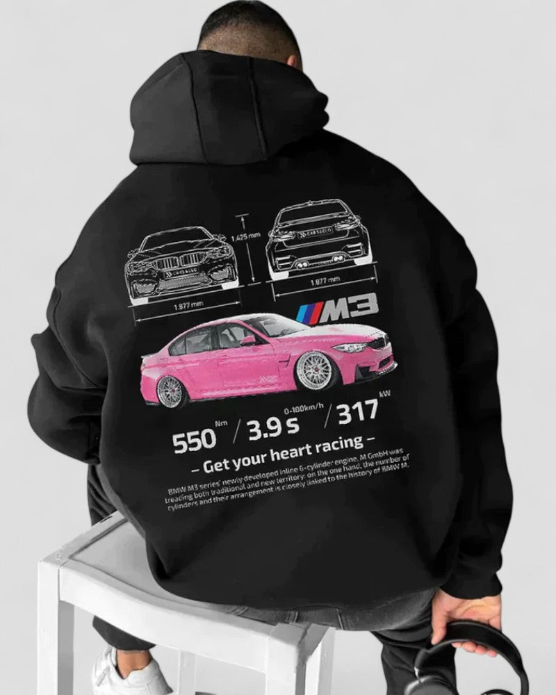 Elarova | Übergroßer Unisex-Hoodie mit Renngrafik