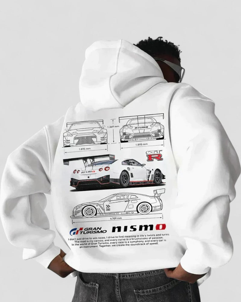 Elarova | Übergroßer Unisex-Hoodie mit Renngrafik