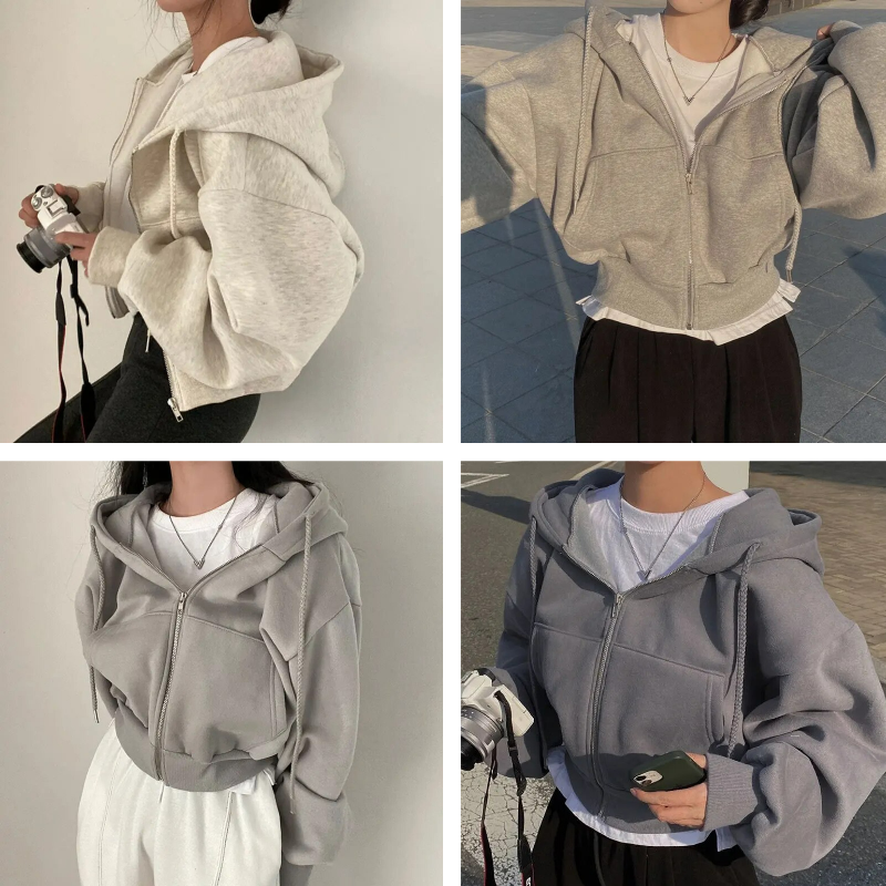 Elarova | Übergroßer Zip-Up Hoodie für Damen