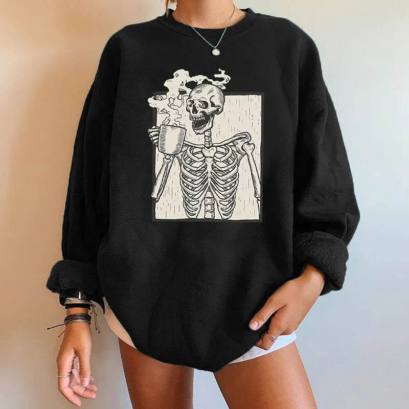 Elarova | Übergroßes Sweatshirt mit Skelett-Grafik für Damen