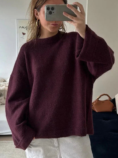 Elarova | Unifarbener Strickpullover für Damen