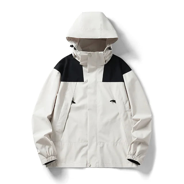 Elarova | Unisex Outdoor winddichte und wasserdichte Kapuzenjacken mit langen Ärmeln und farblich passendem Reißverschluss