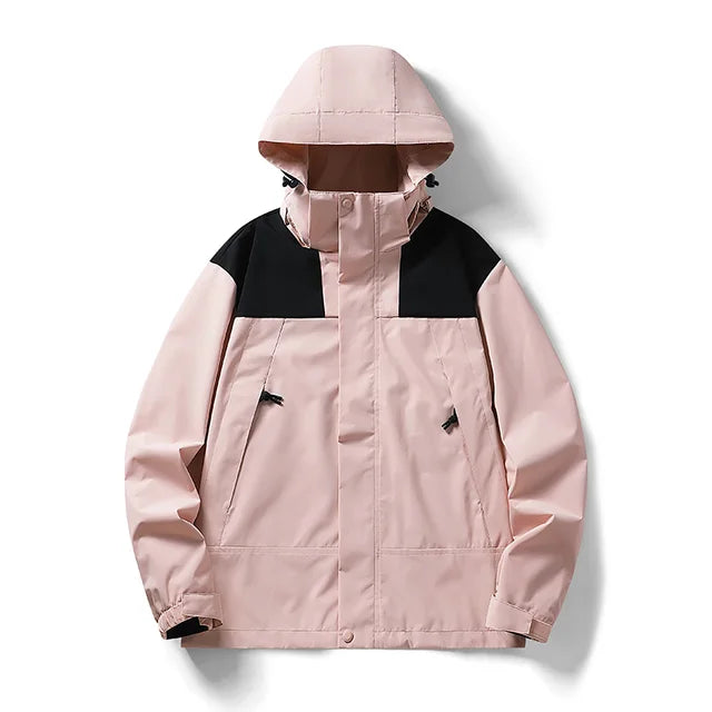 Elarova | Unisex Outdoor winddichte und wasserdichte Kapuzenjacken mit langen Ärmeln und farblich passendem Reißverschluss