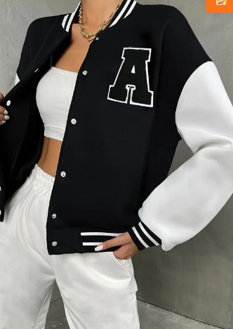Elarova | Varsity Bomberjacke Damen - Buchstabenprint Freizeitjacke