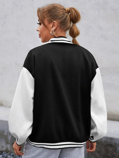 Elarova | Varsity Bomberjacke Damen - Buchstabenprint Freizeitjacke