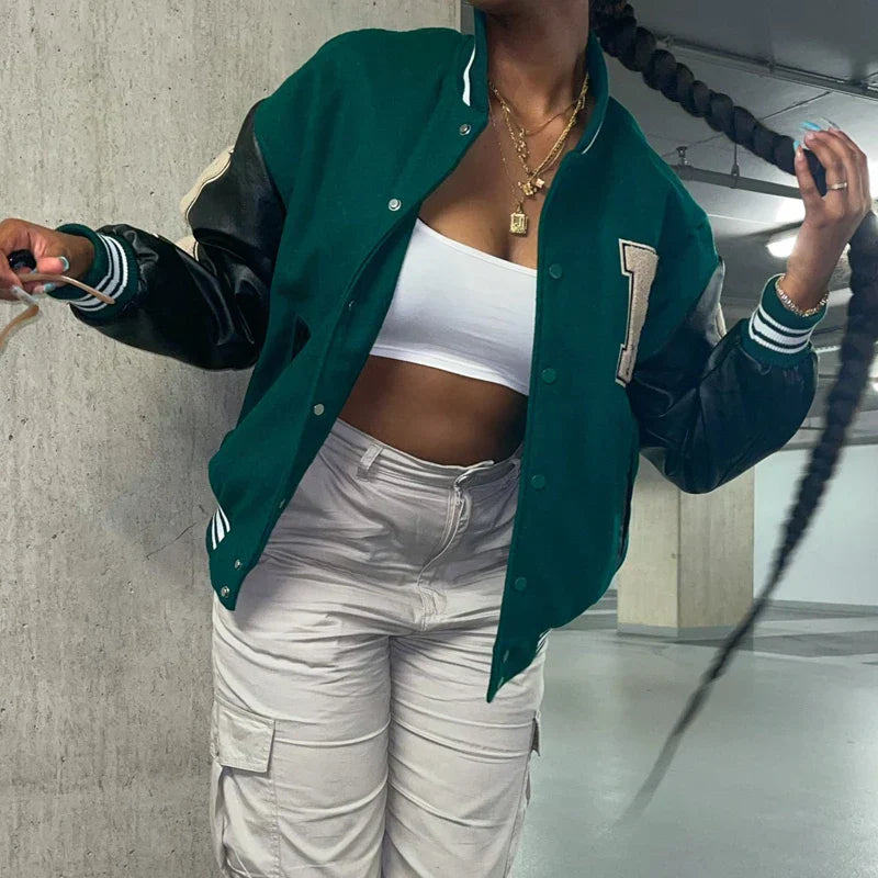 Elarova | Varsity Streetwear Bomberjacke mit bestickten Patches