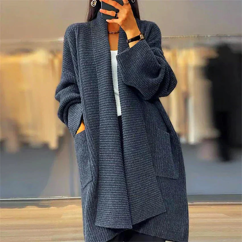 Elarova | Verdickte DamenStrickjacke in Unifarben