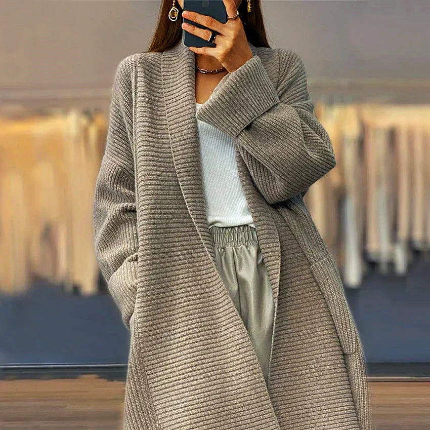Elarova | Verdickte DamenStrickjacke in Unifarben