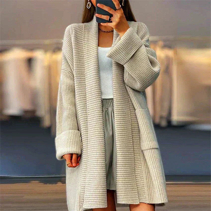 Elarova | Verdickte DamenStrickjacke in Unifarben