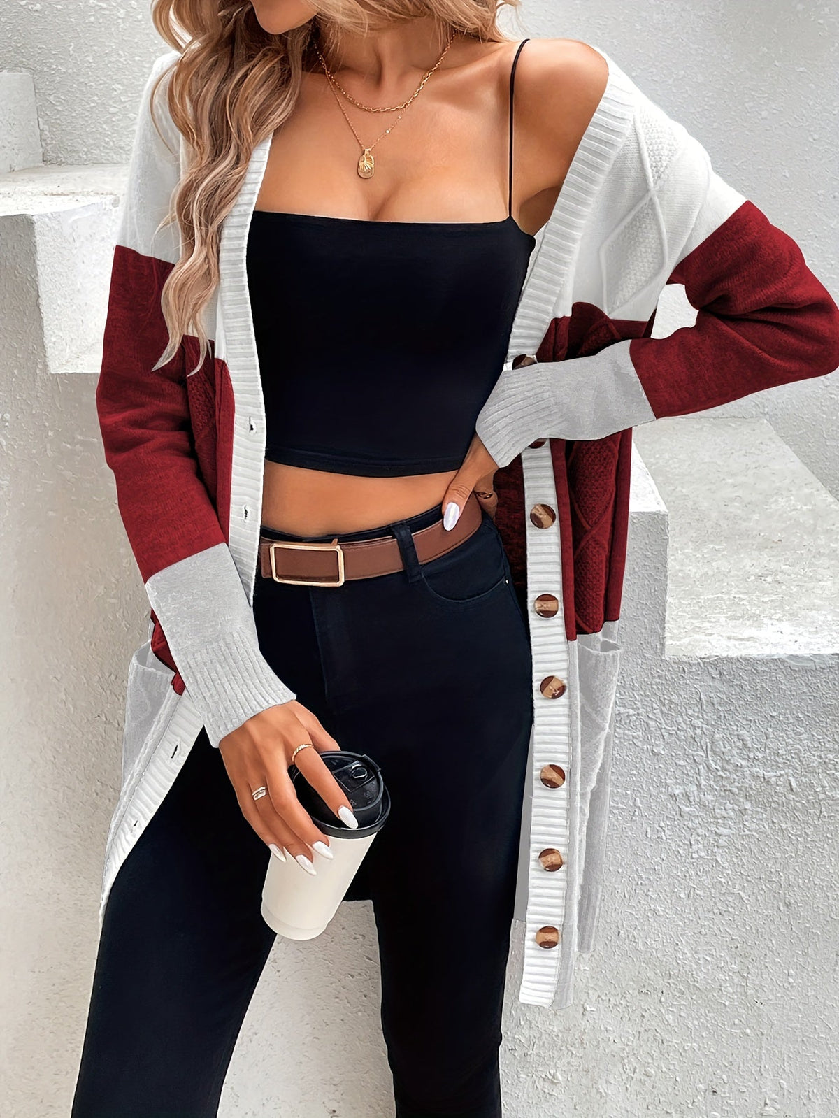 Elarova | Vielseitige Strickjacke mit langen Ärmeln