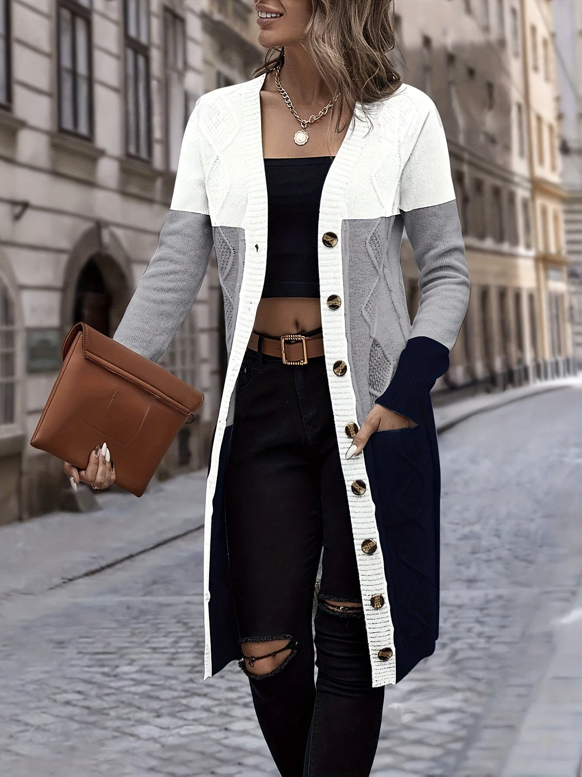 Elarova | Vielseitige Strickjacke mit langen Ärmeln
