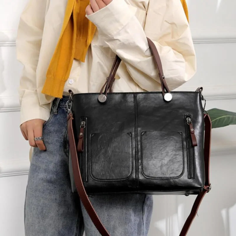 Elarova | Vintage Leder Schultertasche für Damen Stilvolle und Nachhaltige Handtasche