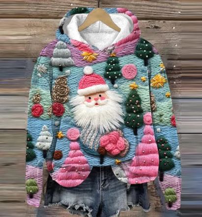 Elarova | Vintage Santa Kapuzenpullover Mit Print