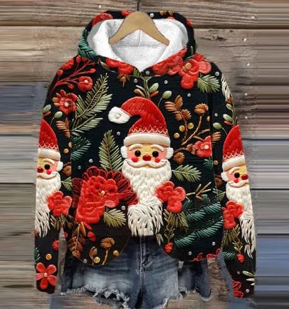 Elarova | Vintage Santa Kapuzenpullover Mit Print
