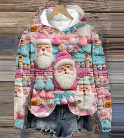 Elarova | Vintage Santa Kapuzenpullover Mit Print