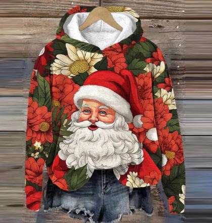 Elarova | Vintage Santa Kapuzenpullover Mit Print