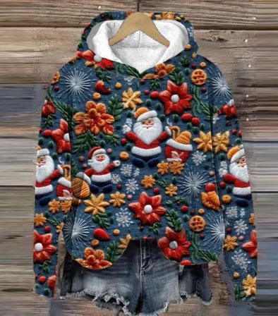 Elarova | Vintage Santa Kapuzenpullover Mit Print