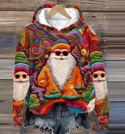 Elarova | Vintage Santa Kapuzenpullover Mit Print