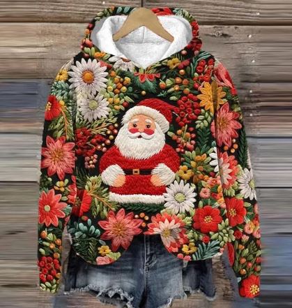 Elarova | Vintage Santa Kapuzenpullover Mit Print